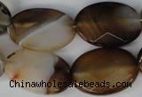 CAG1385 15.5 inches 18*25mm faceted oval line agate gemstone beads