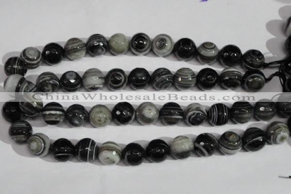 CAG1407 15.5 inches 16mm faceted round line agate gemstone beads