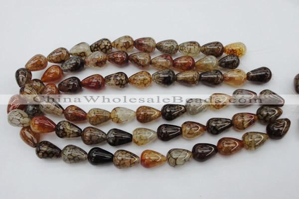 CAG1449 15.5 inches 13*18mm teardrop dragon veins agate beads