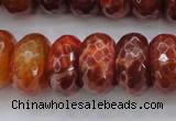 CAG1495 15.5 inches 10*20mm faceted rondelle natural fire agate beads