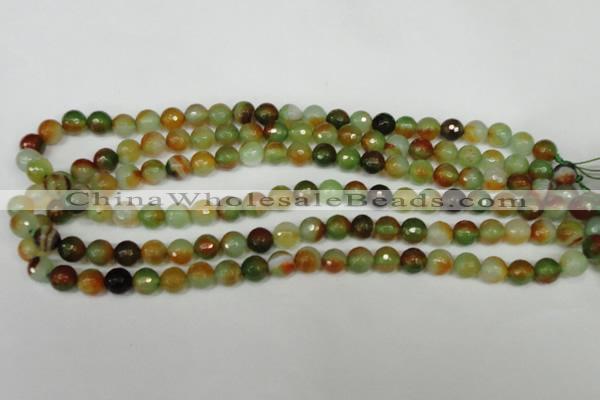 CAG1513 15.5 inches 8mm faceted round fire crackle agate beads