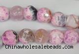 CAG1521 15.5 inches 10mm faceted round fire crackle agate beads