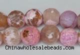 CAG1536 15.5 inches 12mm faceted round fire crackle agate beads