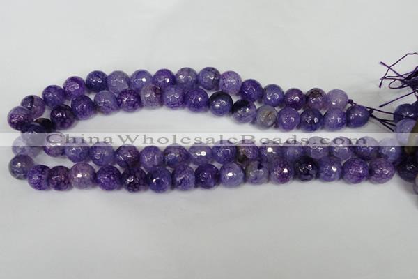 CAG1537 15.5 inches 12mm faceted round fire crackle agate beads