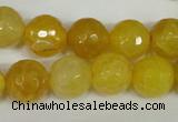 CAG1539 15.5 inches 12mm faceted round fire crackle agate beads