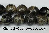 CAG1540 15.5 inches 12mm faceted round fire crackle agate beads