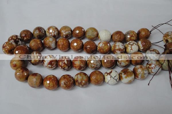 CAG1566 15.5 inches 18mm faceted round fire crackle agate beads