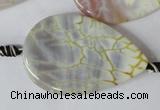 CAG1572 15.5 inches 30*45mm flat teardrop fire crackle agate beads