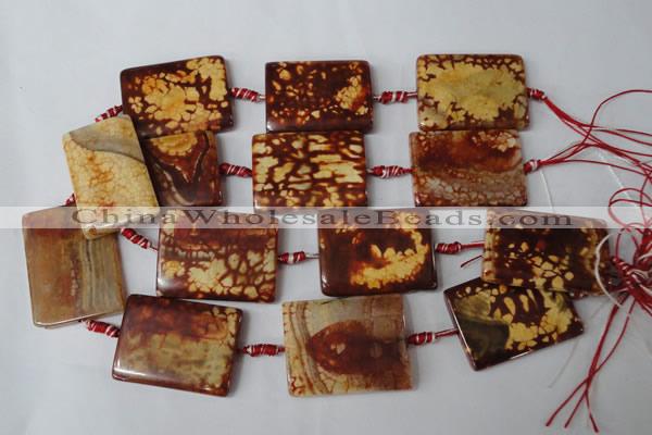 CAG1587 15.5 inches 30*40mm rectangle fire crackle agate beads