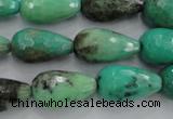 CAG1610 15.5 inches 12*20mm faceted teardrop green grass agate beads