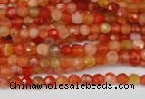 CAG1654 15.5 inches 4mm faceted round red agate gemstone beads