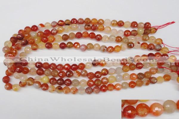 CAG1656 15.5 inches 8mm faceted round red agate gemstone beads