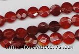 CAG1675 15.5 inches 8mm faceted coin red agate gemstone beads