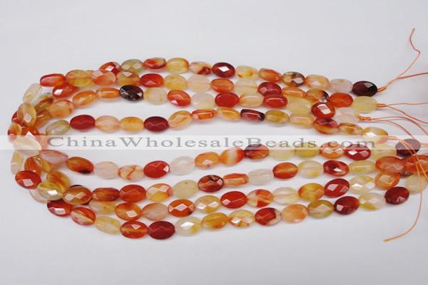 CAG1678 15.5 inches 8*12mm faceted oval red agate gemstone beads