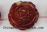 CAG1682 15.5 inches 38mm carved flower red agate gemstone beads