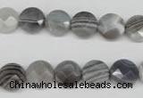 CAG1762 15.5 inches 10mm faceted coin Chinese botswana agate beads