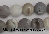 CAG1840 15.5 inches 14mm round matte druzy agate beads whholesale