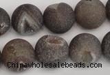 CAG1845 15.5 inches 16mm round matte druzy agate beads whholesale