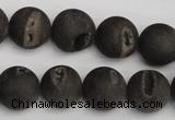 CAG1848 15.5 inches 14mm round matte druzy agate beads whholesale