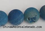 CAG1859 15.5 inches 20mm round matte druzy agate beads whholesale