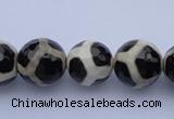 CAG1871 15.5 inches 8mm faceted round tibetan agate beads wholesale