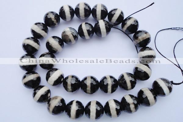 CAG1881 15.5 inches 12mm faceted round tibetan agate beads wholesale