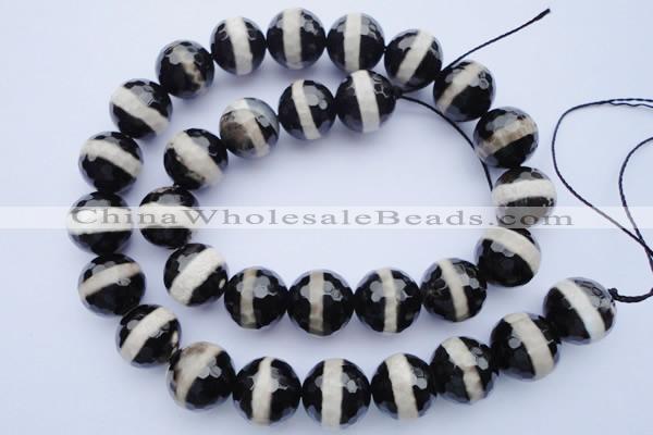 CAG1882 15.5 inches 14mm faceted round tibetan agate beads wholesale