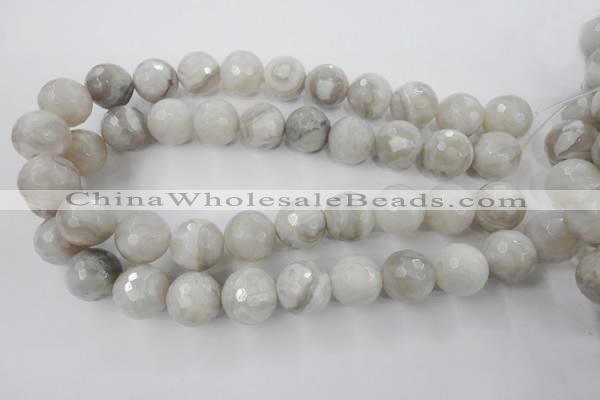 CAG1910 15.5 inches 18mm faceted round grey agate beads wholesale