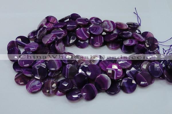 CAG203 15.5 inches 20mm faceted coin purple agate gemstone beads