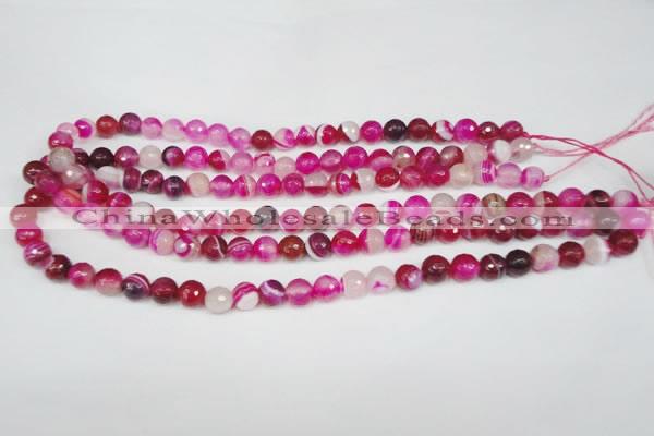 CAG2085 15.5 inches 6mm faceted round fuchsia line agate beads