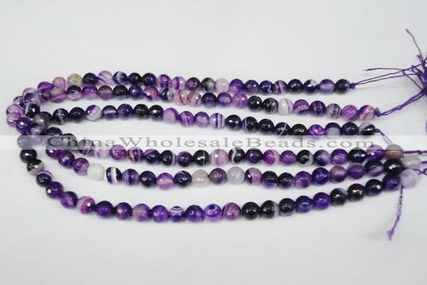 CAG2096 15.5 inches 10mm faceted round purple line agate beads