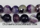 CAG2097 15.5 inches 12mm faceted round purple line agate beads