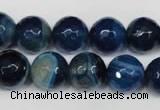 CAG2106 15.5 inches 12mm faceted round blue line agate beads