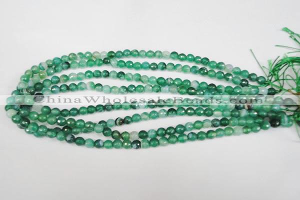 CAG2112 15.5 inches 6mm faceted round green line agate beads