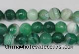 CAG2113 15.5 inches 8mm faceted round green line agate beads