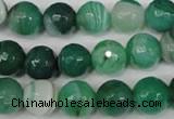CAG2115 15.5 inches 12mm faceted round green line agate beads