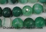 CAG2116 15.5 inches 14mm faceted round green line agate beads