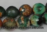 CAG2228 15.5 inches 20mm faceted round fire crackle agate beads