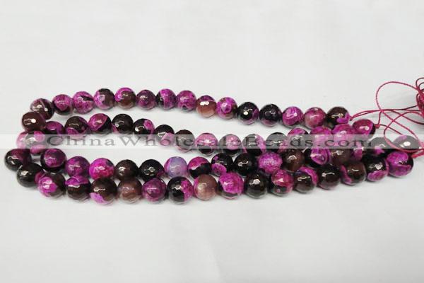 CAG2264 15.5 inches 12mm faceted round fire crackle agate beads