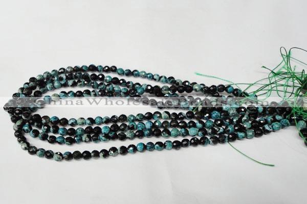 CAG2281 15.5 inches 6mm faceted round fire crackle agate beads