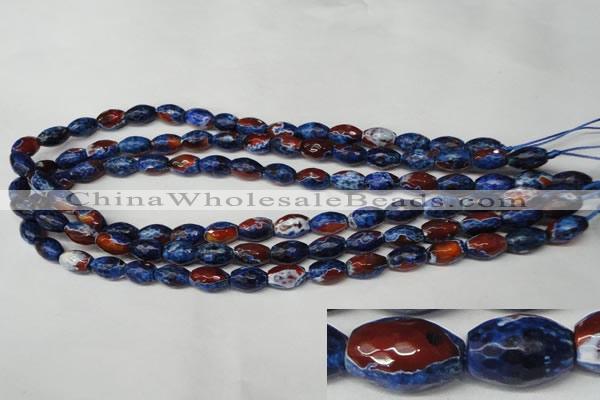 CAG2290 15.5 inches 8*12mm faceted rice fire crackle agate beads