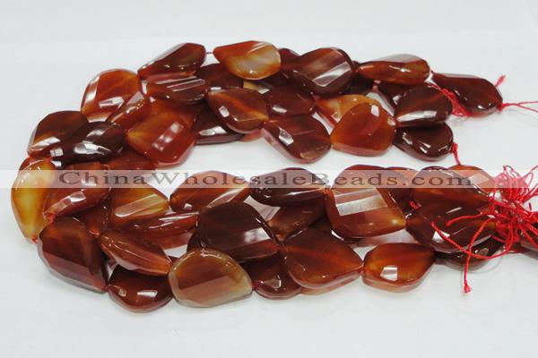 CAG230 15.5 inches 22*30mm faceted twisted teardrop red agate beads