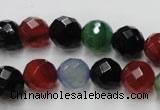 CAG2353 15.5 inches 10mm faceted round multi colored agate beads