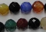 CAG2355 15.5 inches 14mm faceted round multi colored agate beads