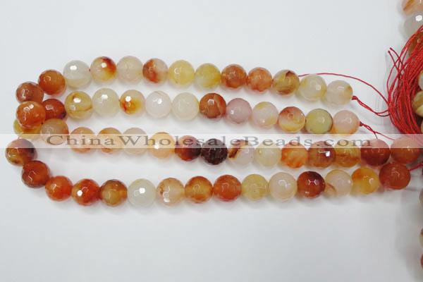 CAG2385 15.5 inches 14mm faceted round red agate beads wholesale