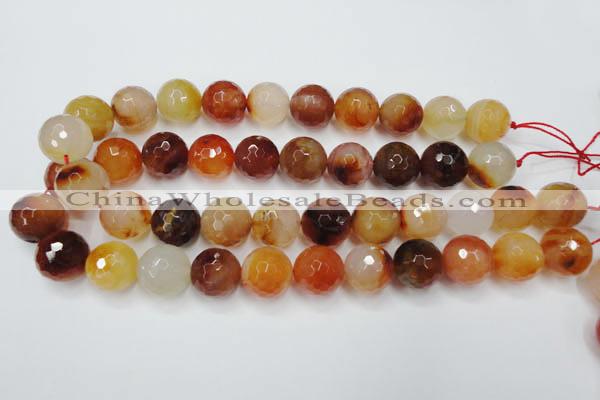 CAG2387 15.5 inches 18mm faceted round red agate beads wholesale