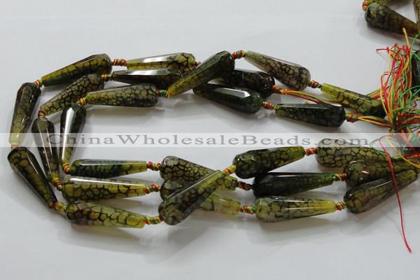 CAG246 15.5 inches 13*40mm faceted teardrop dragon veins agate beads