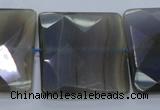 CAG2746 15.5 inches 30*30mm faceted square grey line agate beads