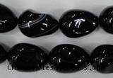 CAG2900 15.5 inches 13*18mm twisted teardrop black line agate beads