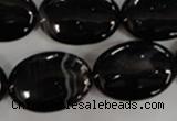 CAG2920 15.5 inches 18*25mm oval black line agate beads